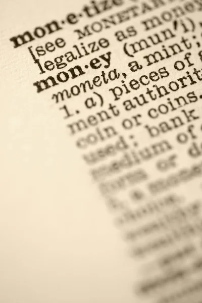 Dinero en el diccionario . —  Fotos de Stock