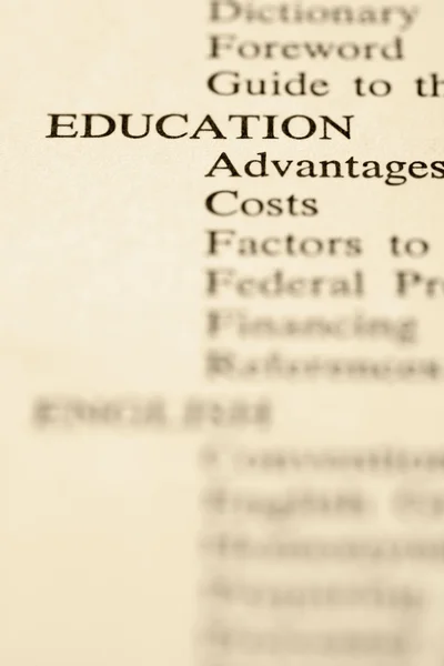 Inhaltsverzeichnis Bildung. — Stockfoto