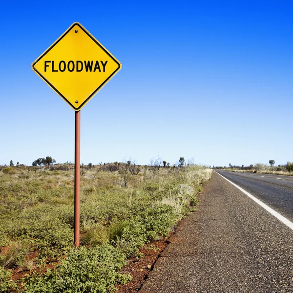 Floodway podepsat Austrálie — Stock fotografie