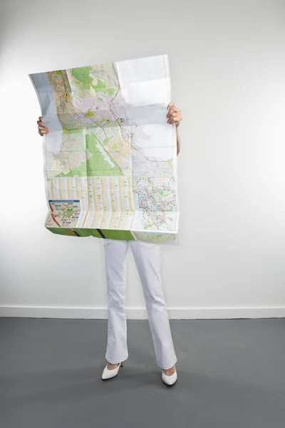 Žena čtení mapa. Royalty Free Stock Obrázky