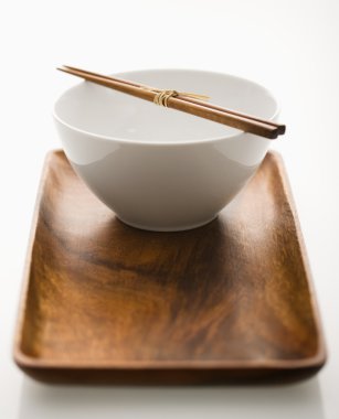 Asian bowl on tray. clipart