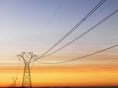 Power Lines at Sunset clipart
