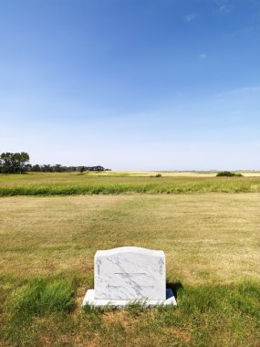 Headstone in field. clipart