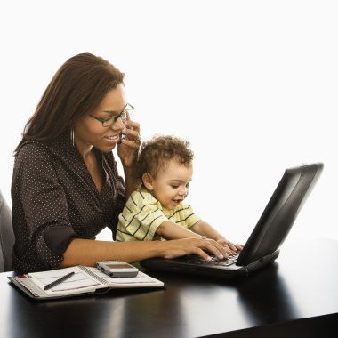 Business mom with baby. clipart