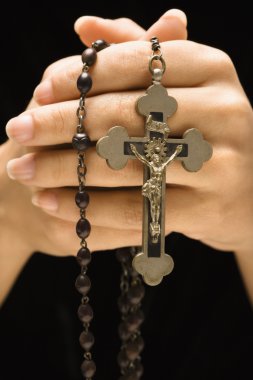 Hands and rosary. clipart