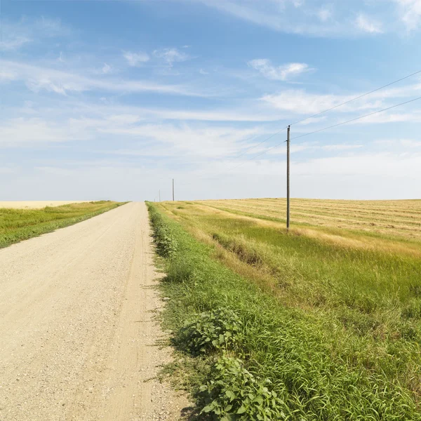 Estrada de terra e terras agrícolas . — Fotografia de Stock