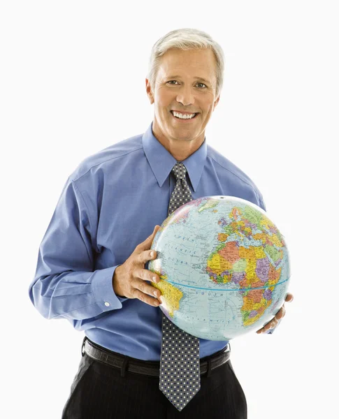 Mann mit Globus. — Stockfoto
