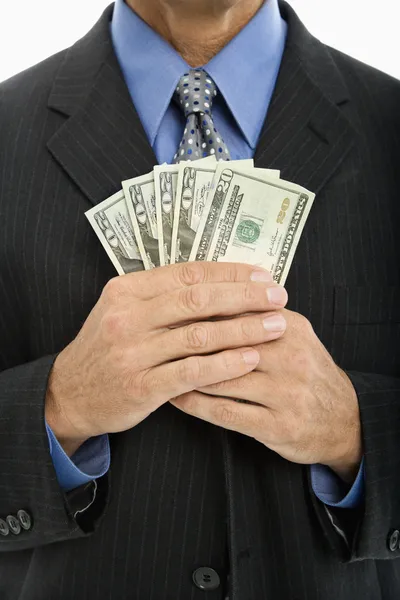 Man holding cash. — Stock Photo, Image