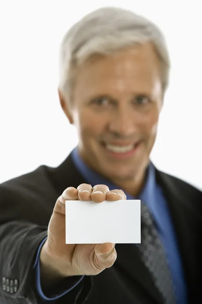 Man holding business card. — Stock Photo, Image