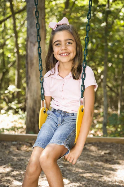 Girl on swing. — Stock Photo, Image