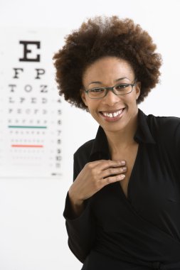 Woman with eye chart clipart