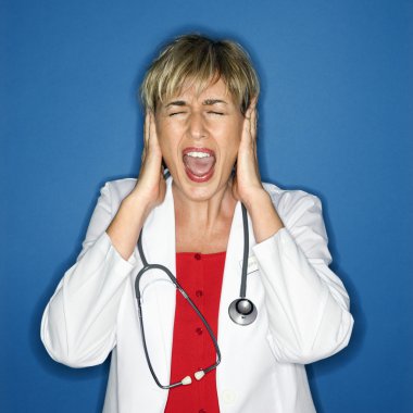 Doctor screaming. clipart