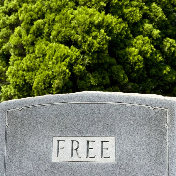 Gravsten med ordet "gratis" — Stockfoto