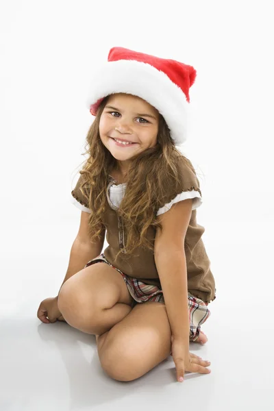 Κοπέλα φορώντας santa ΚΓΠ — Φωτογραφία Αρχείου