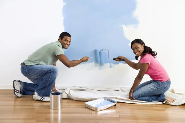 Par måleri vägg blå. — Stockfoto