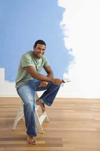 Man with paint brush. — Stock Photo, Image