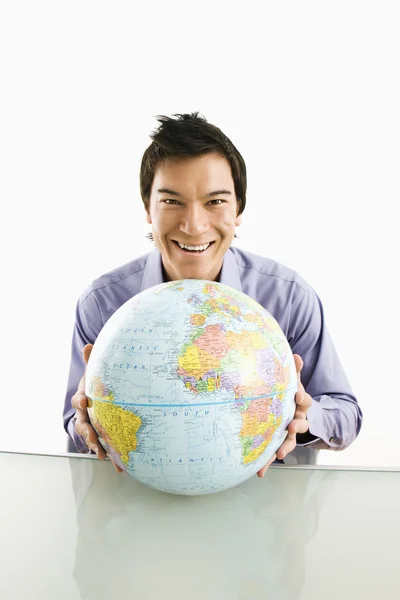 Man with globe. — Stock Photo, Image