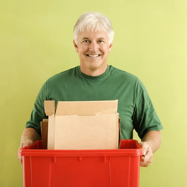 Hombre con papelera de reciclaje . —  Fotos de Stock