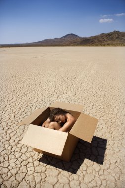 Nude woman in desert.