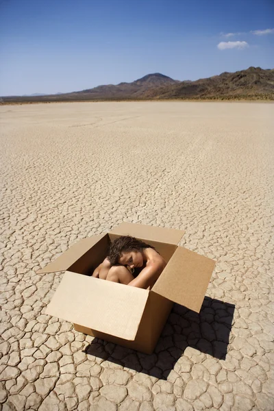 Nude woman in desert. — Stock Photo, Image