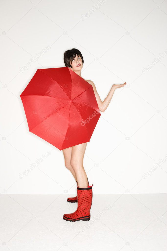 Woman with umbrella.