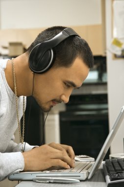 Man using computer. clipart