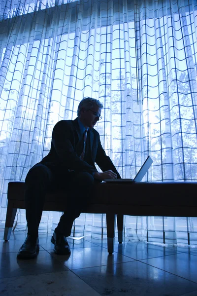 Homme d'affaires avec ordinateur portable. — Photo