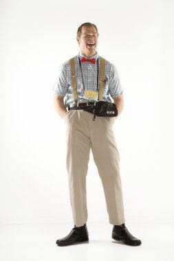 Man dressed as nerd. clipart