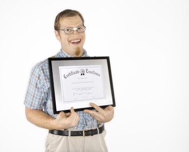 Man holding diploma. clipart