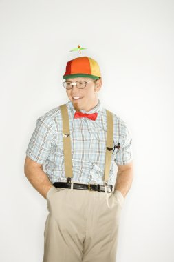 Man dressed like nerd. clipart