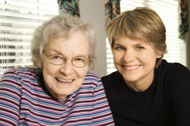 Elderly Woman and Younger Woman clipart