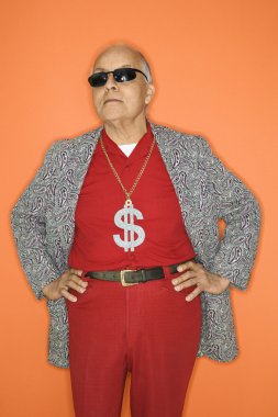 Man wearing money sign. clipart