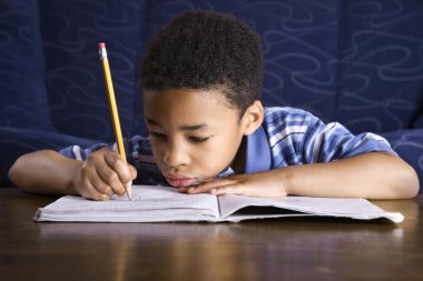 Boy Doing Homework clipart