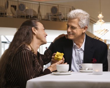 Man giving woman gift. clipart