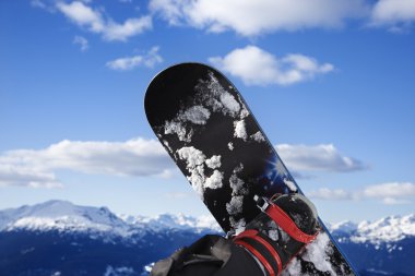 Snowboard and mountain. clipart