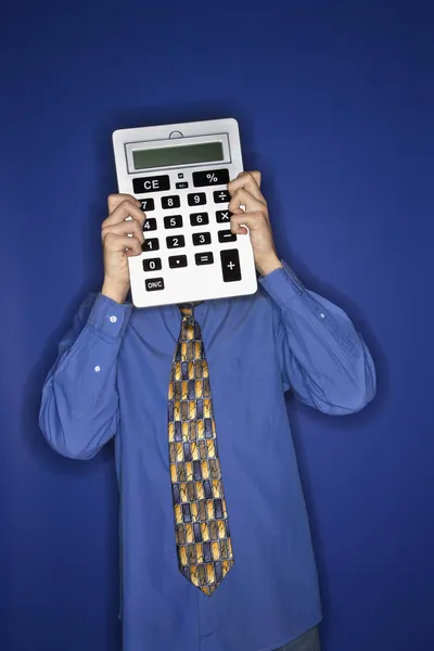 Fiú gazdaság kalkulátor. — Stock Fotó