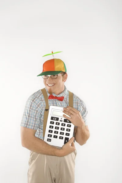 Dork holding calculator. — Stock Photo, Image