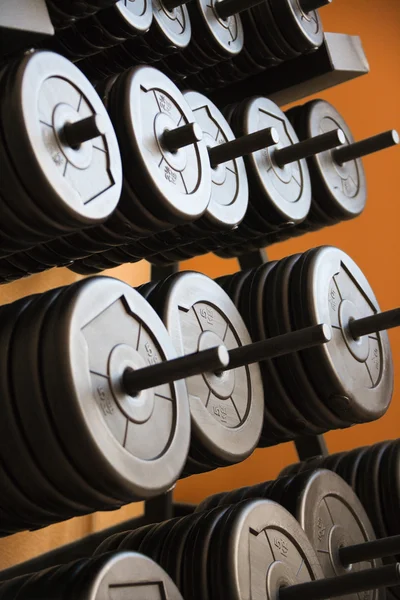 Stacked barbells with weights. — Stock Photo, Image