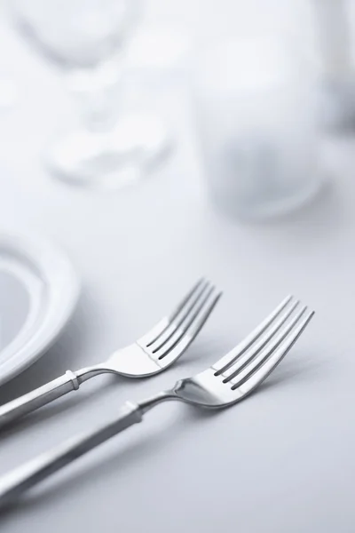 Forks on Dining Table — Stock Photo, Image