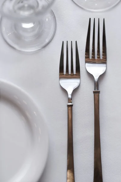 Forks on Dining Table — Stock Photo, Image