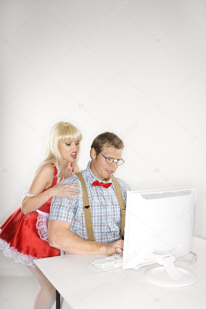 Couple with computer.