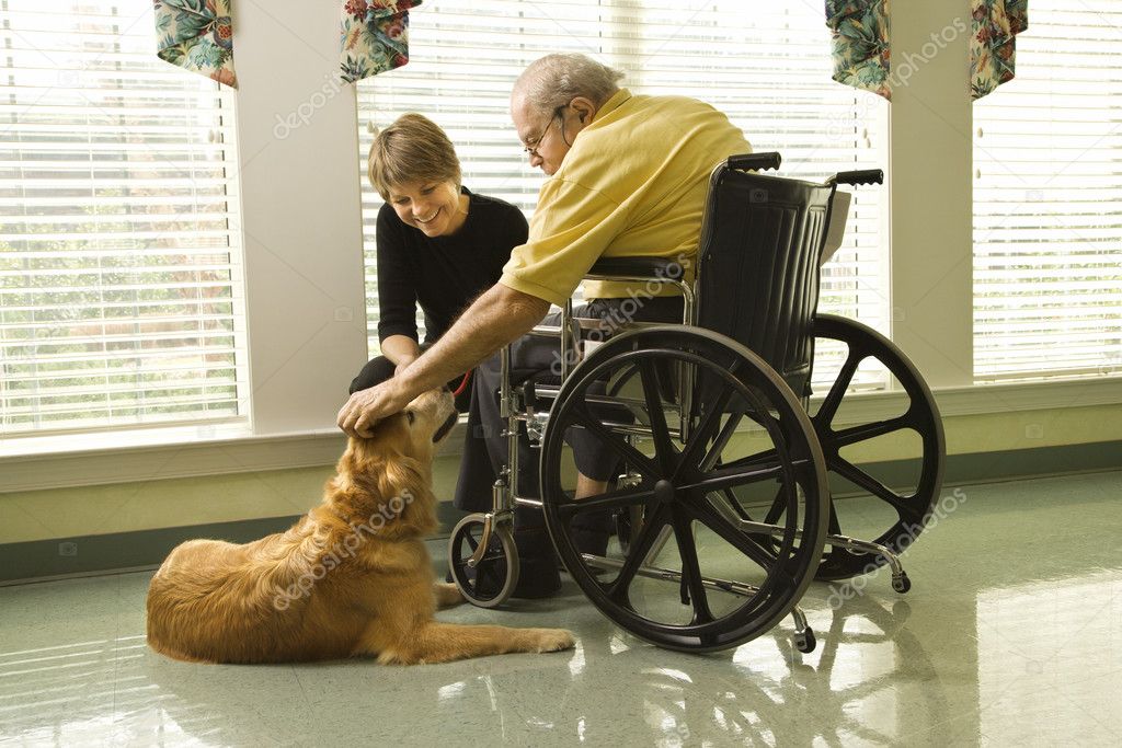 Man in wheelchair with dog.