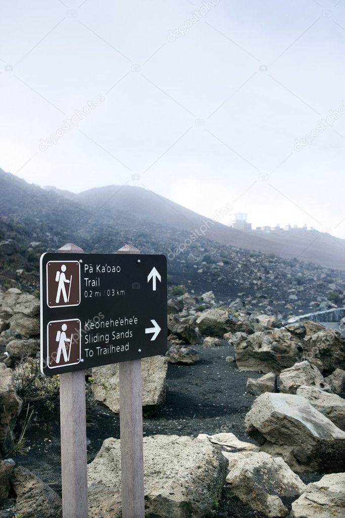 Trail sign in Haleakala.