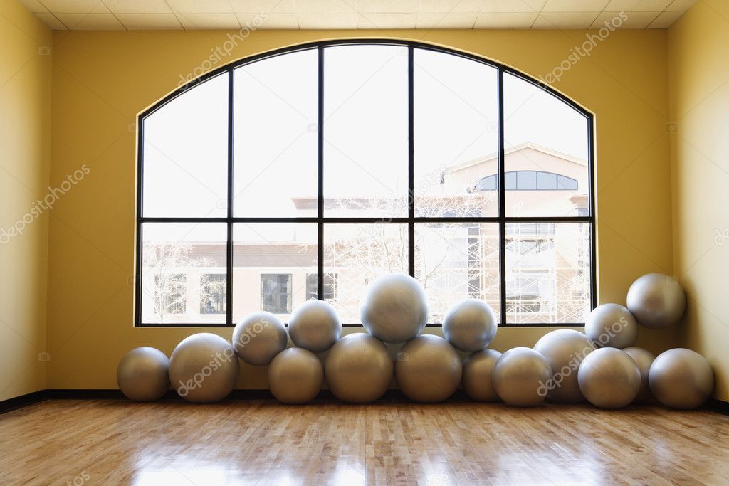 Balance Balls on Floor in Gym