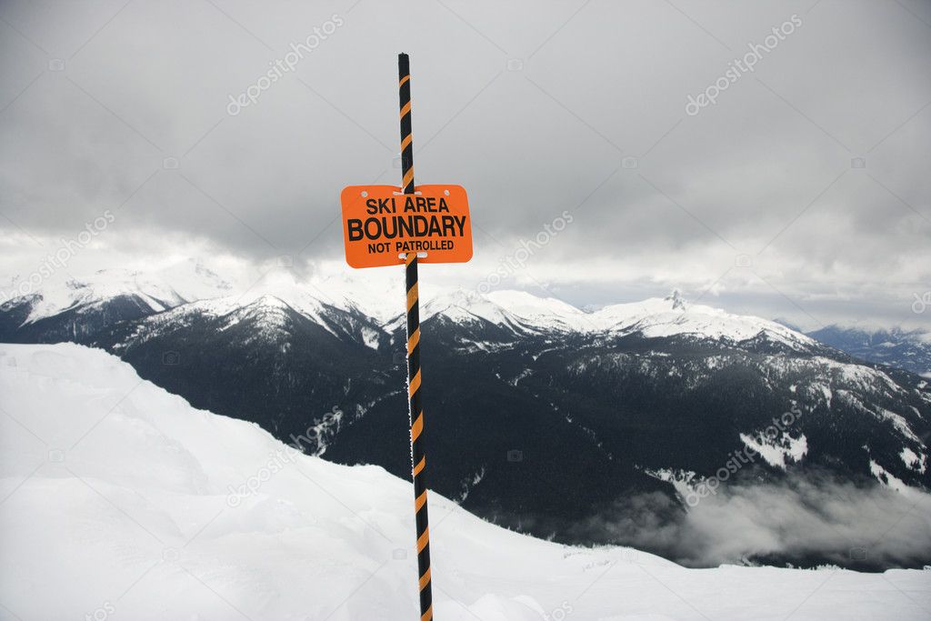 Ski trail boundary sign.