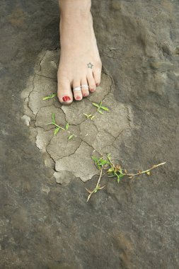 Foot on ground. clipart