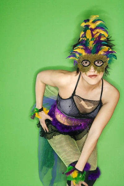 Woman in Mardi Gras costume. — Stok fotoğraf