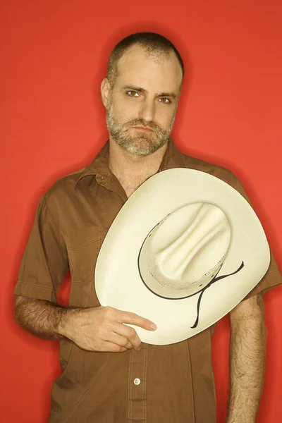 Чоловік з ковбойським капелюхом . — стокове фото