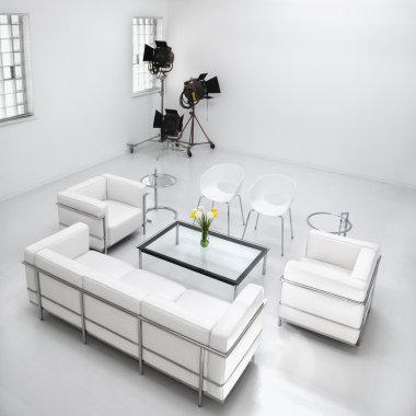 Living Room Furniture In Photography Studio clipart