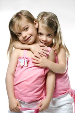 Girl twin children. clipart